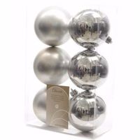 Elegant Christmas kerstboom decoratie kerstballen zilver 6 stuks   - - thumbnail