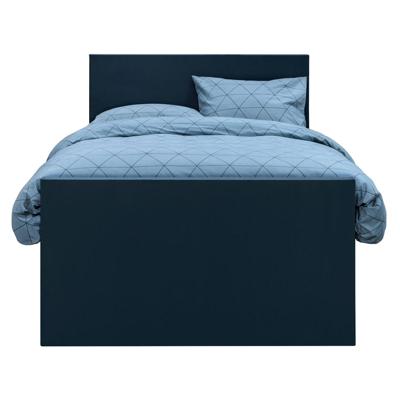Leen Bakker - Boxspring Met Voetbord Liv Egaal - 120x200 Cm - Vierkante Poot - Stof/Velvet - Blauw