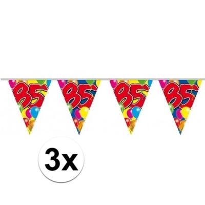 Vlaggenlijn 85 jaar - 3x - 10 meter - plastic - Leeftijd versiering - 85e verjaardag