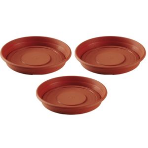 Set van 3x stuks bloempot/plantenpot onderschaal terra cotta kunststof diameter 43 cm