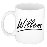 Willem Naam koffiemok - beker - met sierlijke letters - wit - 300 ml - Cadeau - Heren