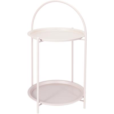 Home & Styling Bijzettafel - beige - metaal - H66 cm - plantenpot verhoger - binnen/buiten