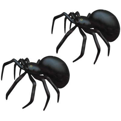 Opblaasbare spin van 91 cm - 2x stuks - zwart - Horror thema of Halloween - feest versieringen