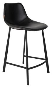 Dutchbone Barkruk 'Franky' PU (zithoogte 65cm), kleur Zwart