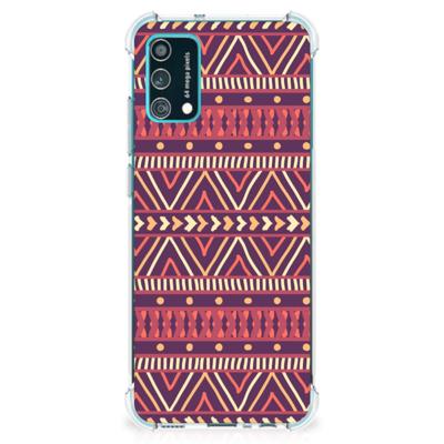 Samsung Galaxy M02s | A02s Doorzichtige Silicone Hoesje Aztec Paars Samsung Galaxy M02s | A02s Doorzichtige Silicone Hoesje Aztec Paars