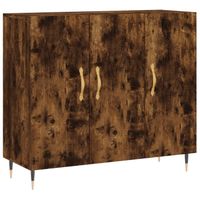 The Living Store Dressoir - Gerookt eiken - 90x34x80 cm - Duurzaam hout en metaal - thumbnail