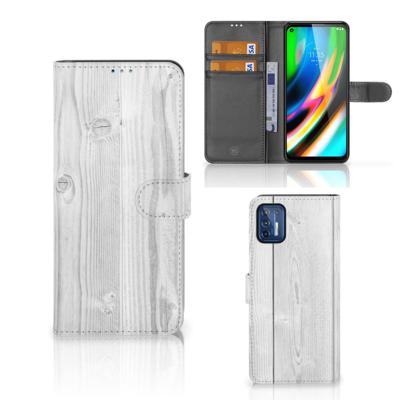 Motorola Moto G9 Plus | Book Style Case | White Wood