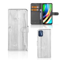 Motorola Moto G9 Plus | Book Style Case | White Wood