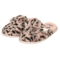 Instap sloffen/pantoffels - luipaard print roze - maat 35-36 - kinderen - meisjes slippers - thumbnail