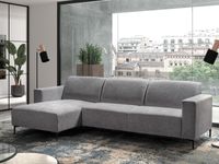Hoekbank LAGOS 3 plaatsen met longchair links stof lichtgrijs Hoekbank LAGOS 3 plaatsen met longchair links stof lichtgrijs