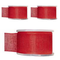 Hobby/decoratie sierlint - 3x - rood - organza - 4 cm x 20 meter