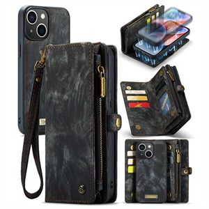 iPhone 15 Caseme 2-in-1 Multifunctioneel Portemonnee Hoesje - Zwart