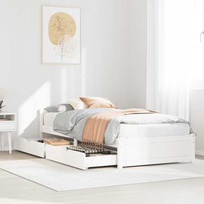 Bedframe zonder matras massief grenenhout wit 90x190 cm