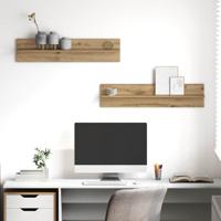 Wandplank 2 pcs Artisan Eiken 80 x 11,5 x 18 cm Bewerkt hout