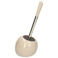 5Five WC-/toiletborstel met houder rond - beige glans - keramiek - 36 cm