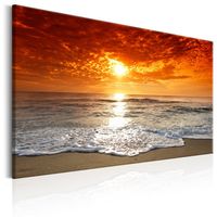 Schilderij - Prachtig strand bij zonsondergang - thumbnail