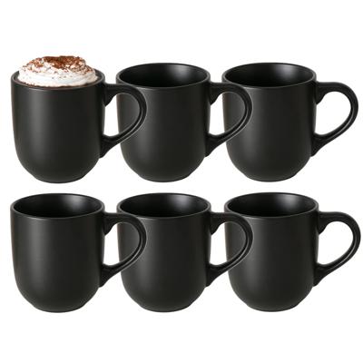 Koffiemokken Paris - 8x stuks - Keramiek - pastel zwart - 300 ml - 8 x 10 cm