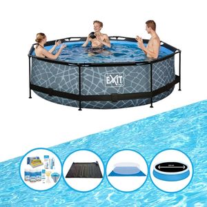 EXIT Zwembad Stone Grey - Frame Pool ø300x76cm - Combi Deal