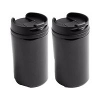 2x Warmhoudbekers/warm houd bekers metallic zwart 300 ml - thumbnail