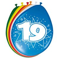 8x stuks Leeftijd ballonnen 19 jaar versiering   - - thumbnail