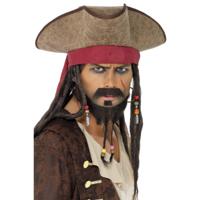 Smiffys Piraten verkleed hoed Jack Sparrow - met dreadlocks haar - heren - carnaval - Piraat
