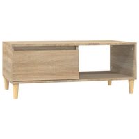 The Living Store Salontafel Scandinavische Stijl - Bewerkt Hout - 90 x 50 x 36.5 cm - Sonoma Eiken