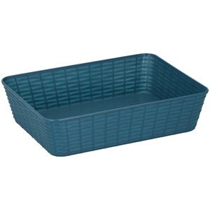 6x Blauwe plastic opbergmanden rechthoekig 25 x 19 x 6 cm - Opbergmanden