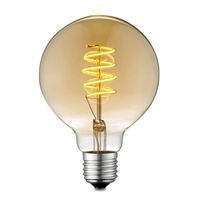 Edison Vintage E27 LED filament lichtbron Globe | G95 Spiraal | Retro LED lamp | 9.5/9.5/13.5cm | Amber | geschikt voor E27 fitting | Dimbaar | 4W 280lm 2700K | warm wit licht - thumbnail