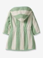 Badjas voor baby's met strepen TRANSAT capsule familie, te personaliseren, met gerecycled katoen groen, gestreept