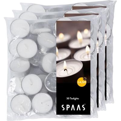 Spaas kaarsen 90x stuks witte theelichtjes/waxinelichtjes - 4,5 branduren in zak - Geurloze kaarsen Spaas kaarsen 90x stuks witte theelichtjes/waxinelichtjes - 4,5 branduren in zak - Geurloze kaarsen