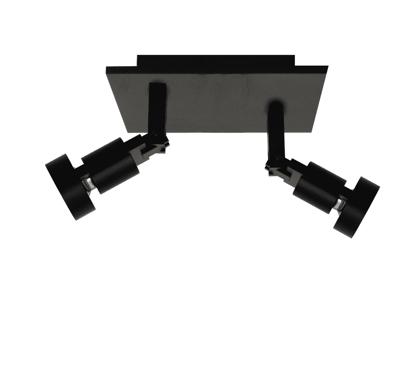Artdelight Dubbele opbouwspotTech II zwart - PL TECHII SQ ZW