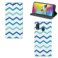 Samsung Galaxy M20 | Hoesje met Magneet | Zigzag Blauw