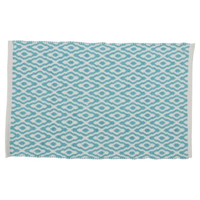 Differnz Brighton badmat 100% katoen - geschikt voor vloerverwarming - 50 x 80 cm - blauw/wit