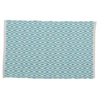 Differnz Brighton badmat 100% katoen - geschikt voor vloerverwarming - 50 x 80 cm - blauw/wit