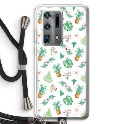 Ananas bladeren: Huawei P40 Pro Plus Transparant Hoesje met koord