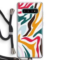 Colored Zebra: Samsung Galaxy S10 Plus Transparant Hoesje met koord