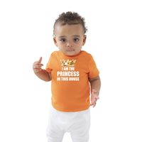 I am the princess in this house Koningsdag t-shirt oranje baby/peuter voor meisjes - thumbnail