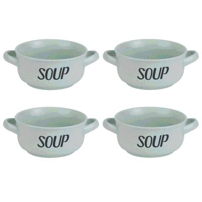 Soepkom van aardewerk - 8x - groen - Dia 13,5 cm - 470 ml - Servies - Soepkommen