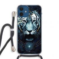 Darkness Tiger: iPhone 12 mini Transparant Hoesje met koord