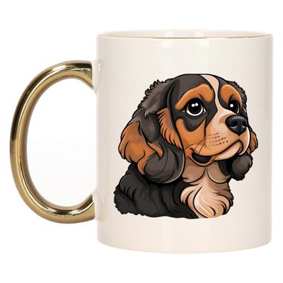 Cadeau mok voor honden liefhebbers - Cavalier King Charles hond - goud - Cartoon - keramiek - 300 ml Cadeau mok voor honden liefhebbers - Cavalier King Charles hond - goud - Cartoon - keramiek - 300 ml