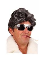 Verkleed pruik pooier / pimp - foute party - heren - grijs - kort haar - thumbnail