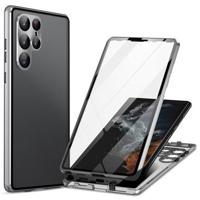 Samsung Galaxy S24 Ultra Magnetisch Hoesje met Gehard Glas - Zilver - thumbnail