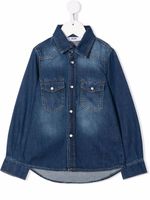 MSGM Kids chemise en jean à logo imprimé - Bleu