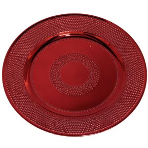 Ronde diner onderborden/kaarsenbord/plateau glimmend rood van 33 cm