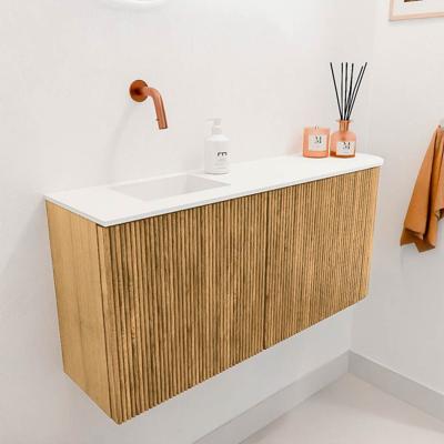 Toiletmeubel Mondiaz Joya | 91.6 cm | Meubelkleur Oak | Faye wastafel Talc Links | Zonder kraangat(en)
