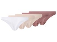 esmara Set van 5 dames strings (Roze/beige/wit, M (40/42))
