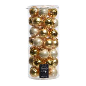 49x stuks glazen kerstballen parel/goud 6 cm glans en mat