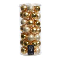 49x stuks glazen kerstballen parel/goud 6 cm glans en mat - thumbnail