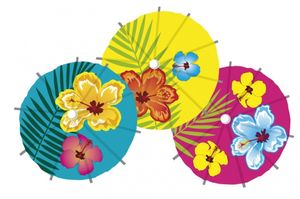 30x stuks Cocktail/IJsjes parasols prikkers Hawaii print