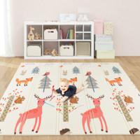 Baby Speelmat Opvouwbaar Babymat Dubbelzijdig Vloermat met Draagtas voor Binnen en Buiten 200 x 180 cm Giraffe & Hert - thumbnail